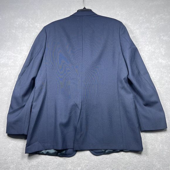 Palm Beach Blazer Mens Size 46 Solid Navy Blue Two Gold Buttons Wool Blend - Picture 10 of 14